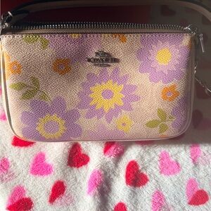 Coach Nolita Floral Wristlet in Purple and Yellow